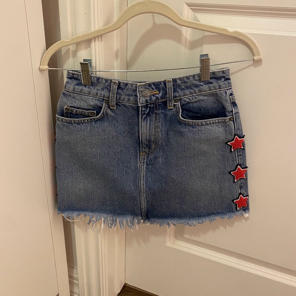 Carmar Denim Skirt with Patched Stars